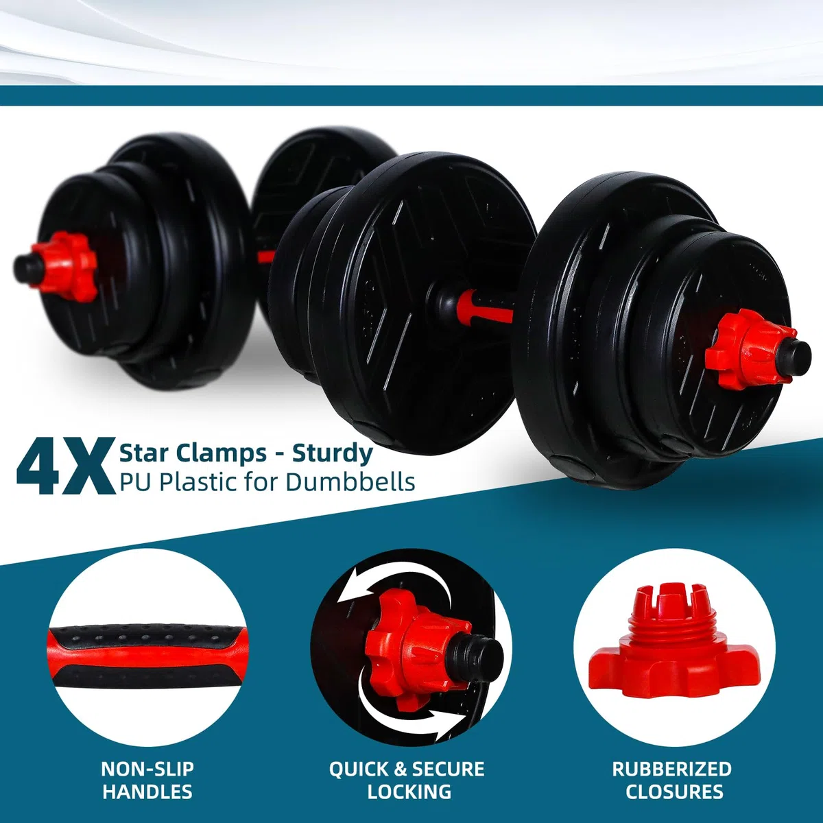 CCLIFE manubri regolabili palestra 2 Set, set di pesi professionale 20/25/30/40kg con manubri corti e barra lunga collegata con tubo in acciaio