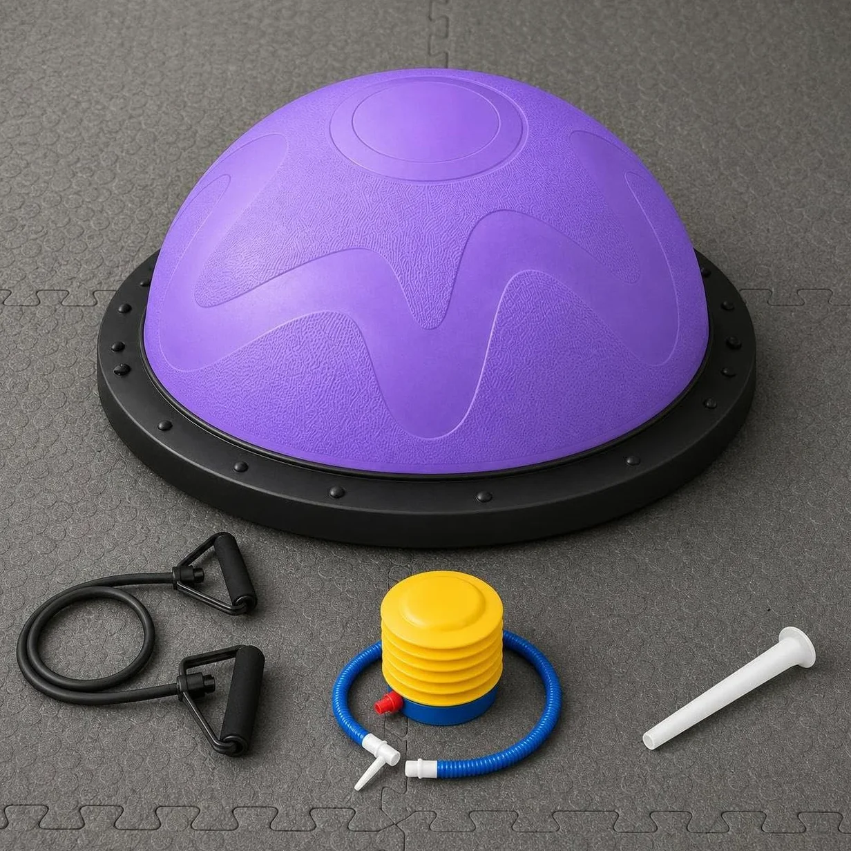Balance Semisfera Equilibrio con Elastici - Mezza Palla Fitness per Allenamento e Postura - per fitness, Blu