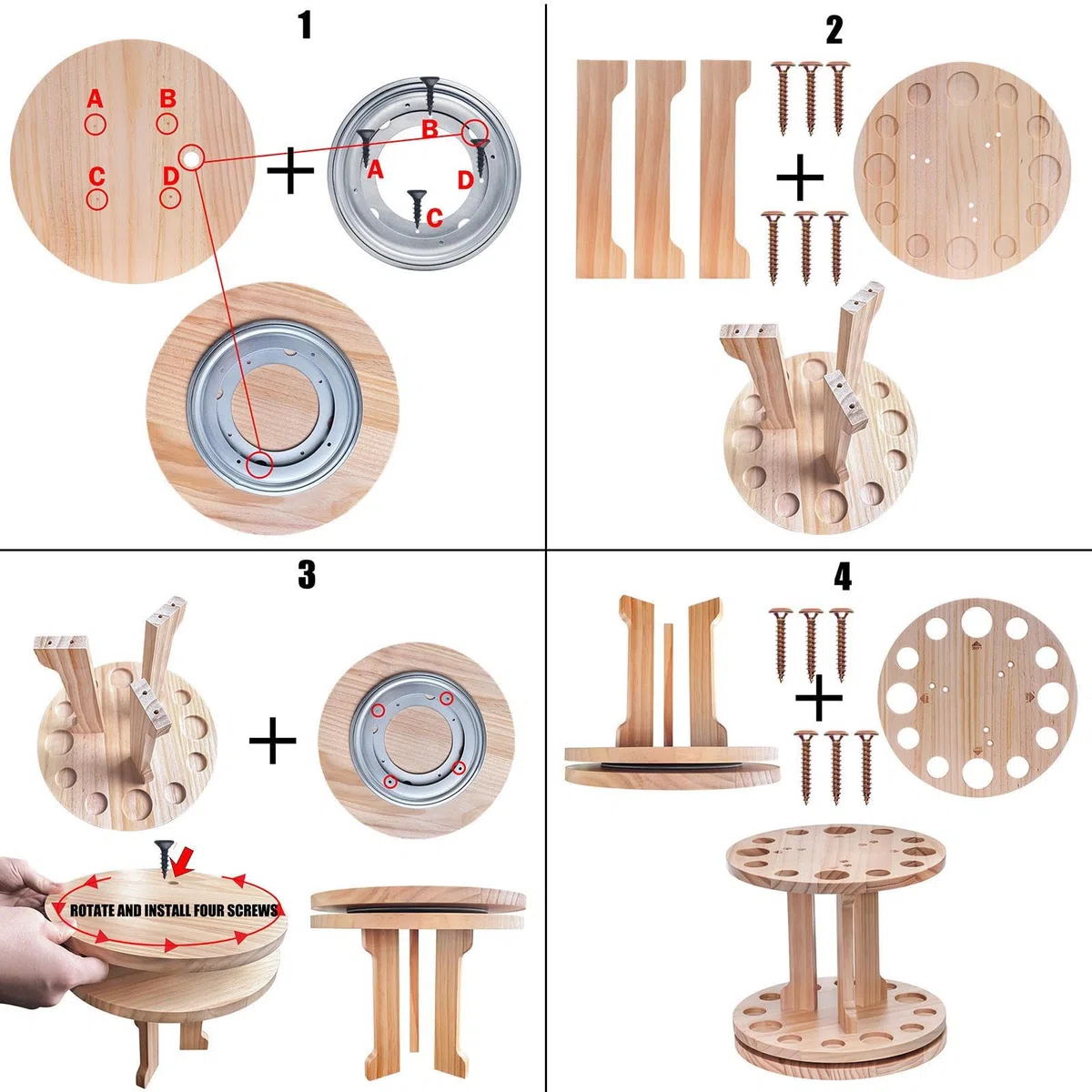 Supporto per canne da pesca Portacanne in legno con rotazione a 360° | Organizer per attrezzatura da pesca per uomo, cantina, capanno, barca, camion, kayak, molo, spiaggia, viaggio,