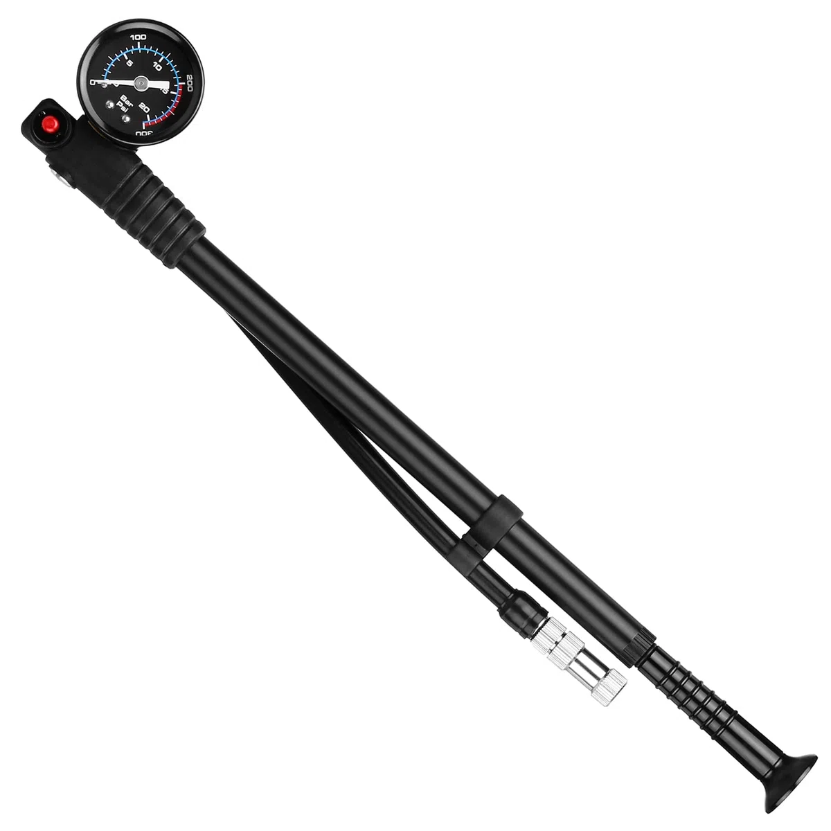 Pompa per ammortizzatori ad alta pressione 300 PSI Pompa ad aria Presta Schrader Valve Pompa per bici da strada con manometro per forcella anteriore e sospensioni posteriori per bicicletta Ammortizz