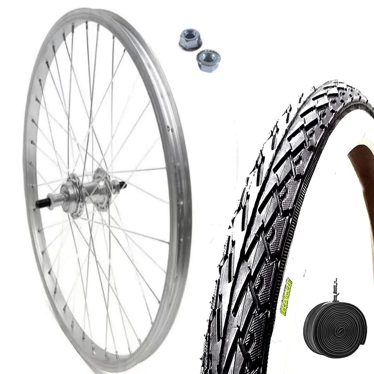 Cerchio Posteriore 28" 28 x 1.75 + Copertone BiancoNero 700x35C + Camera | Ruota 622 x 20 per Bici 7 Velocità