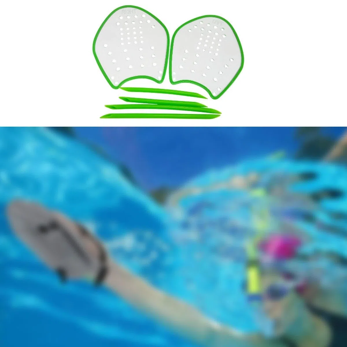 2 Pezzi Palette Nuoto Pagaie per Allenamento Nuoto Attrezzatura per Migliorare La velocità Materiale PC Silicone Adatte per Donna Uomo Piscina