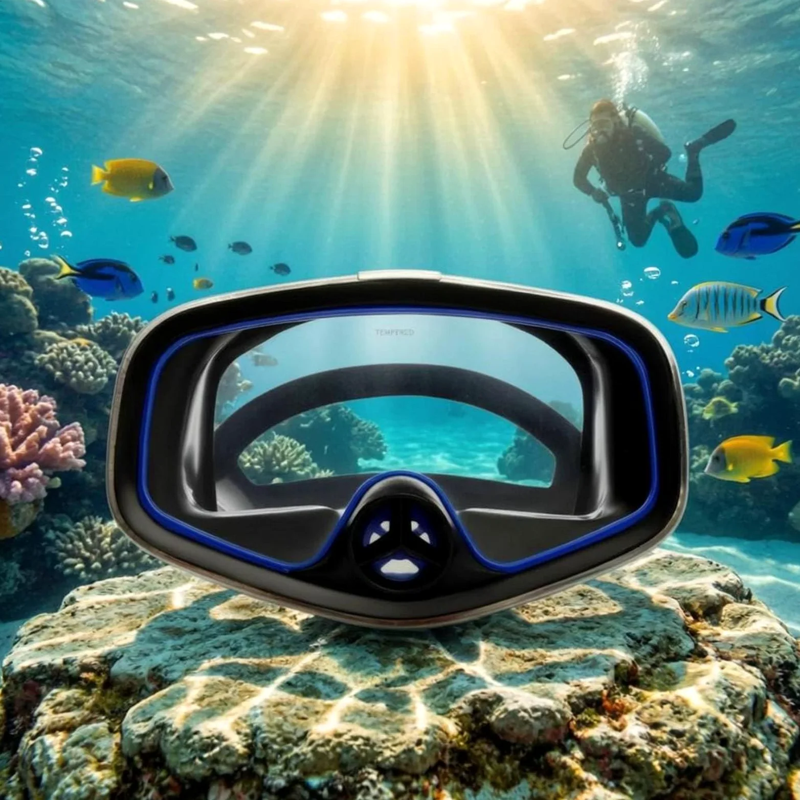 Maschera Subacquea Integrale Occhiali Nuoto Visore Snorkeling Ampia Lente in Vetro Temperato Antiappannamento Cinturino Regolabile Silicone