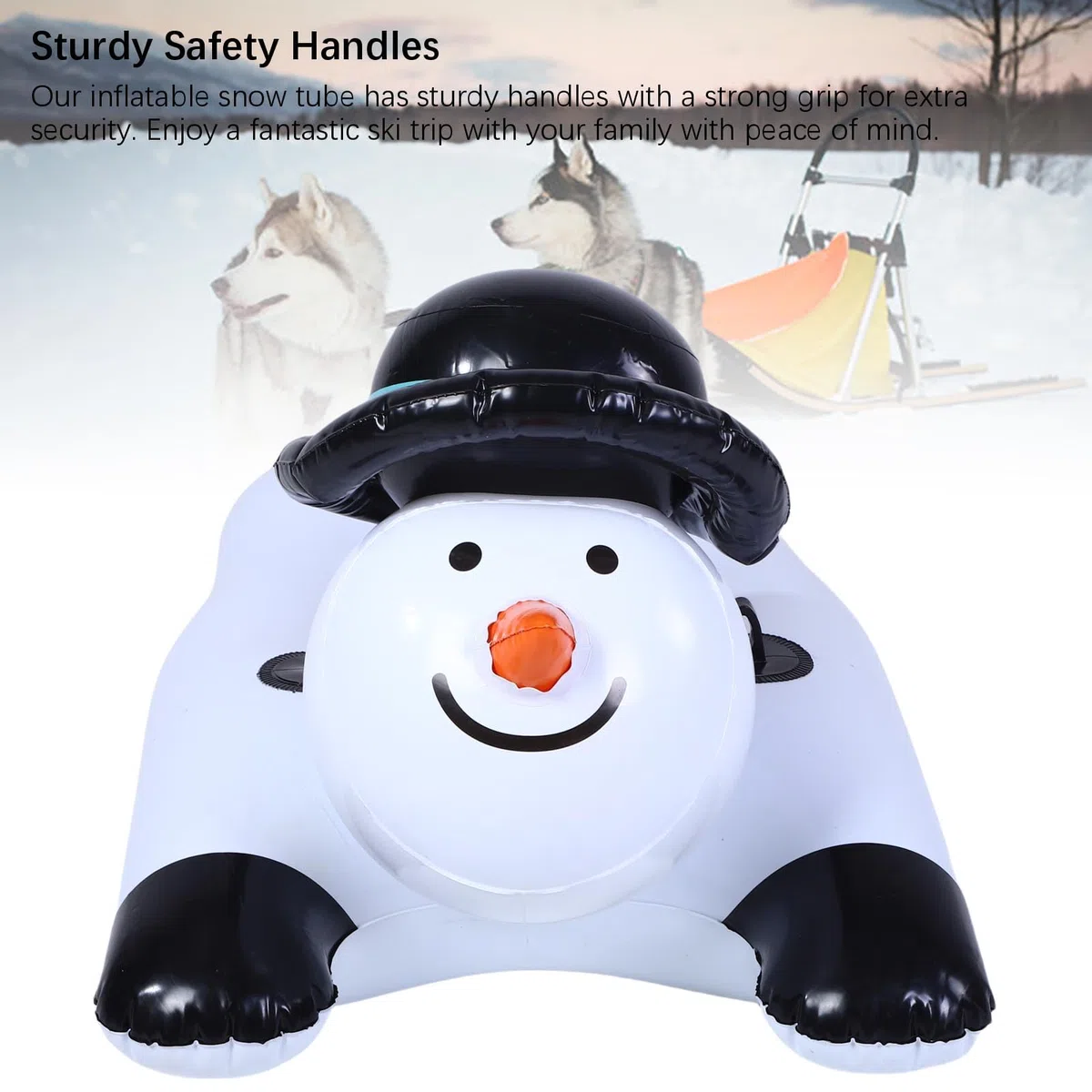 Tubo da neve gonfiabile, pupazzo di neve, tubo da slitta gonfiabile, in PVC spesso invernale con manici robusti per divertimento all'aperto in famiglia