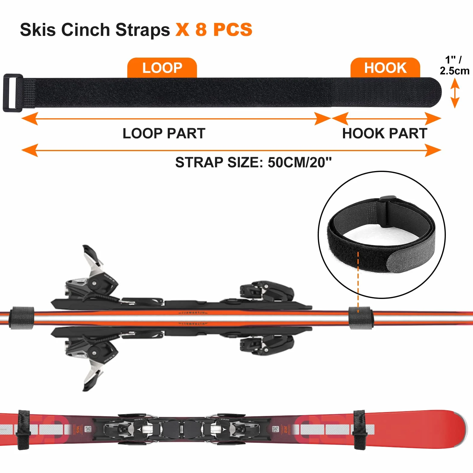 Odoland Portasci a Parete con Tracolla Regolabile da Sci, Supporto da Parete per Portasci da Snowboard per Uso Multiuso, Supporto da Parete per Ripostiglio per Sci da Casa e Garage, Fino a 25 kg