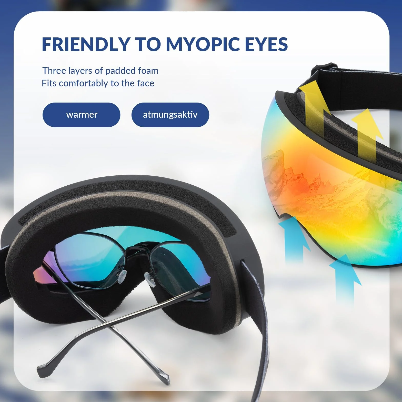 ROCKBROS Maschera da Sci Adulto e Bambini, Ski Goggles per Sci Snowboard, Occhiali per Sciare, Anti-UV, Antiappannamento Antivento, Lenti rivestite, Uomo Donna
