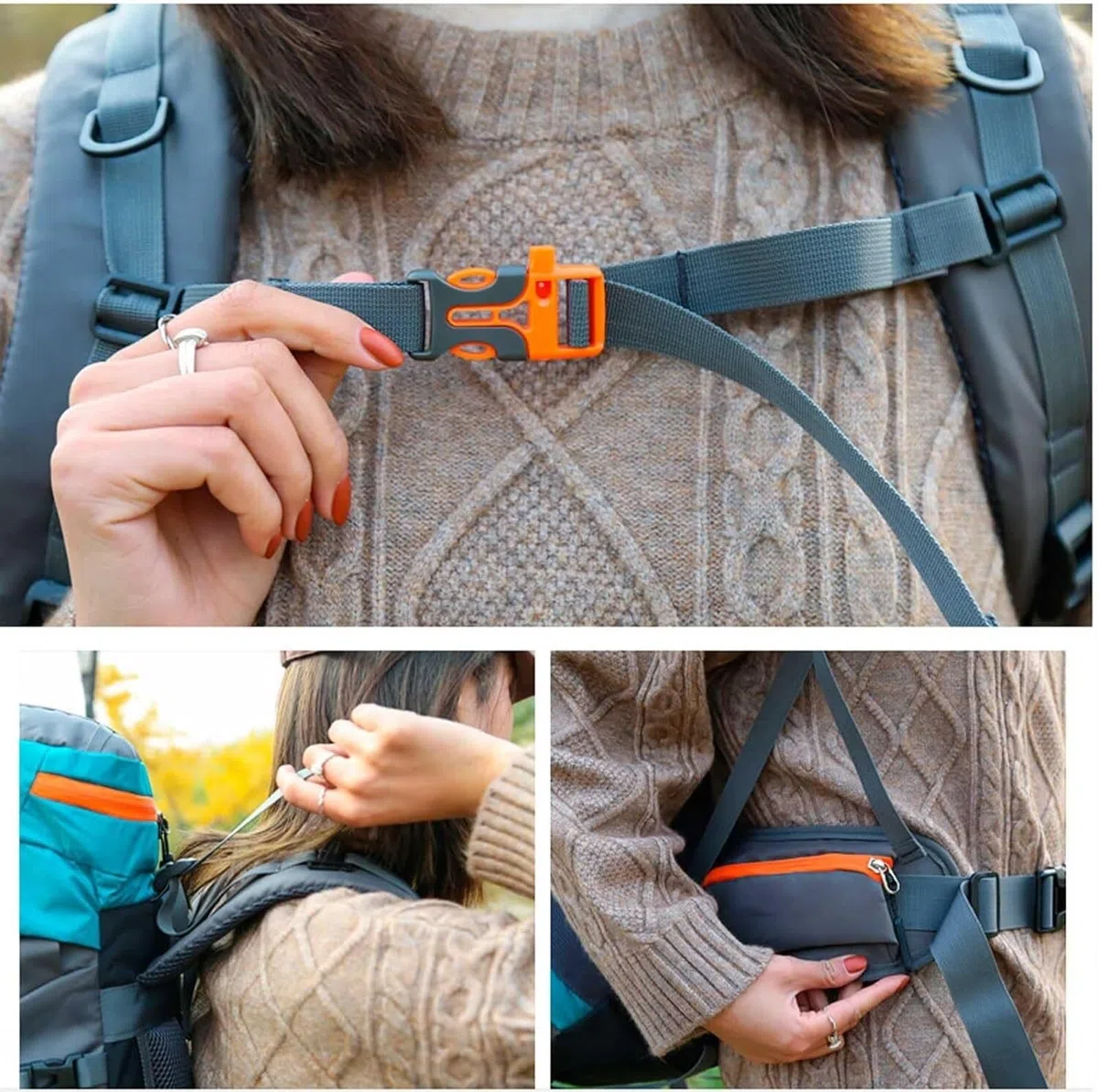 Zaino da Trekking Zaino Leggero da Viaggio 65 Litri per Escursionismo, Impermeabile Resistente E Pratico per Il Campeggio Multifunzionale Viaggio(Oranje)