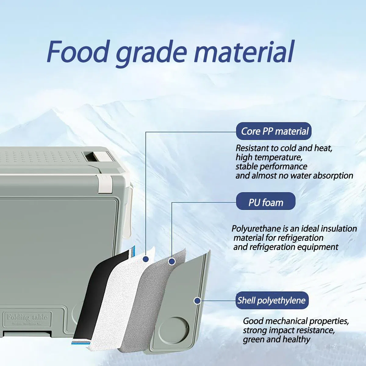 Contenitore termico termico con tavolo pieghevole e sedia, 32 l, portatile, multifunzione, per campeggio, attività all'aperto, conservazione degli alimenti e refrigerazione