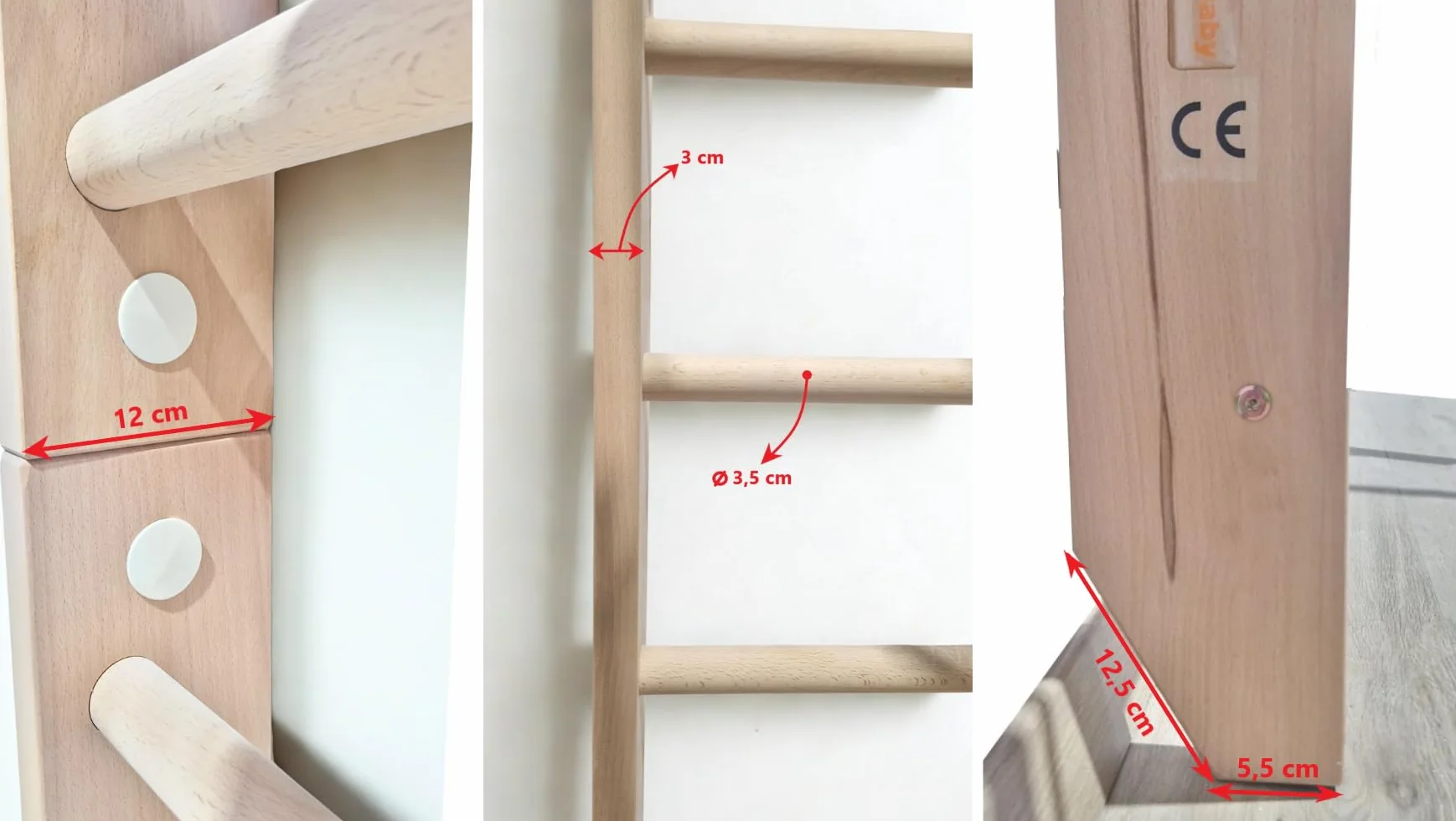 Scala Svedese in Legno con Barra Superiore Regolabile " Kombi-1-220 "Ginnastica, Sport, Gym, Barra a Muro da Casa