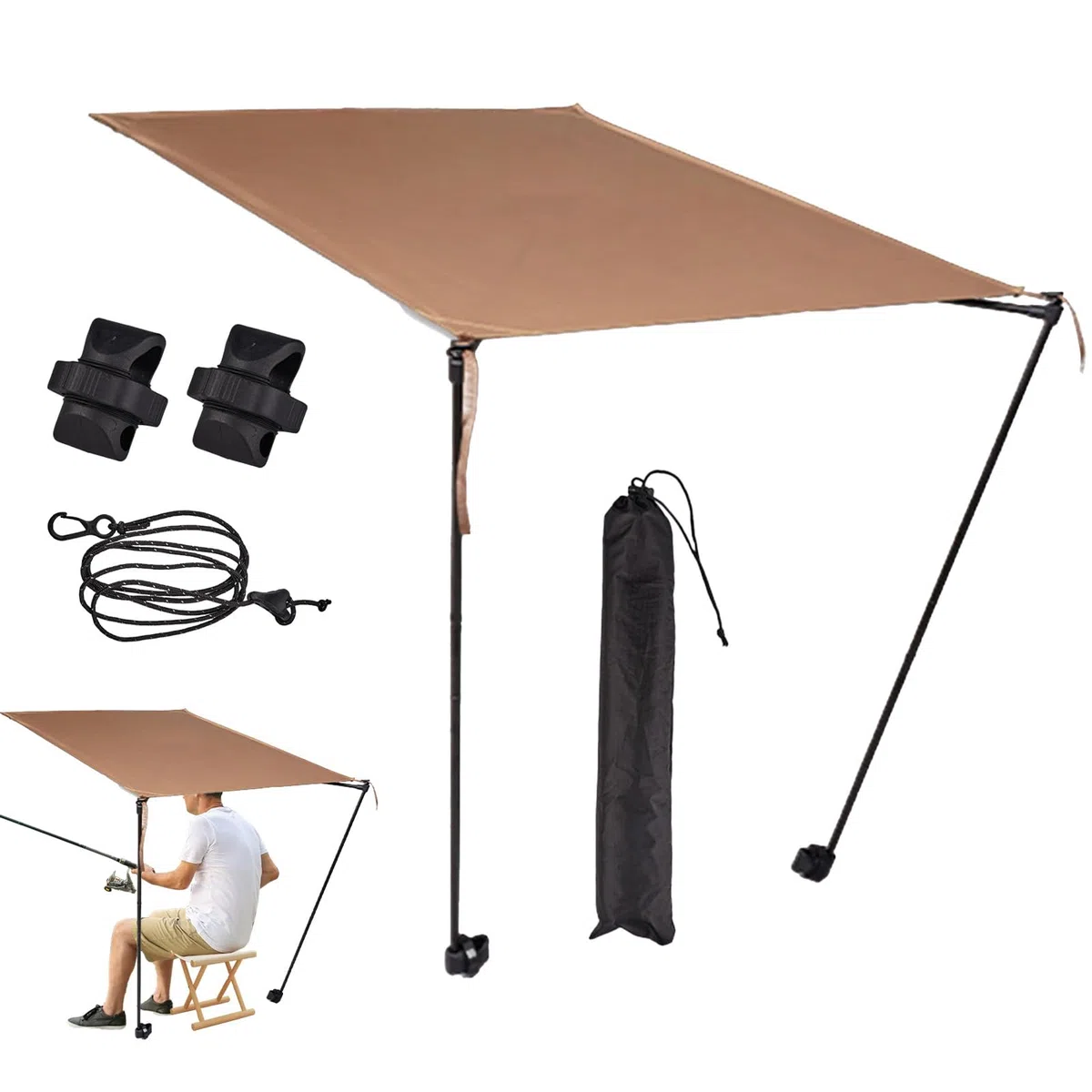 Tettuccio pieghevole da sedia Solare Portatile Tenda Da Sole | Tettuccio Per Sedia Pieghevole Da Campeggio Parasole Campeggio Sport Outdoor Spiaggia Tailgates Pesca Escursionismo