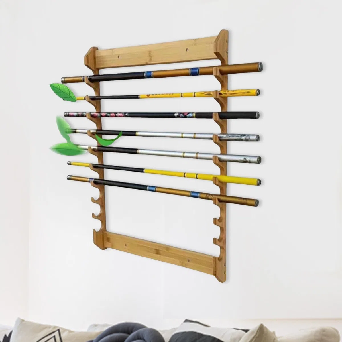 Porta Canne da Pesca, Supporto per Stecche da Biliardo, Organizer da Parete Multistrato per Cantina, Casa, Regalo per Il Marito