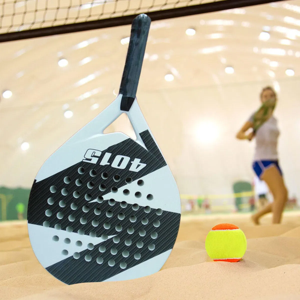 Racchetta da tennis da spiaggia, in fibra di carbonio, leggera e morbida, resistente agli urti, in fibra di carbonio