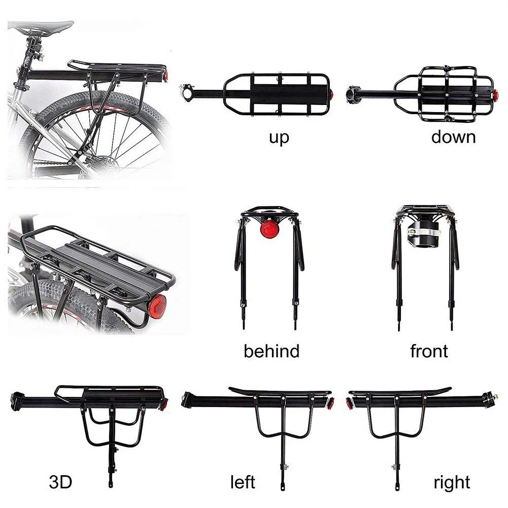 MAIKEHIGH Universale Regolabile Porta Posteriore per Bicicletta Portapacchi Bicicletta Accessori apparecchiature in Bicicletta Supporto footstock Carrier Rack con riflettore