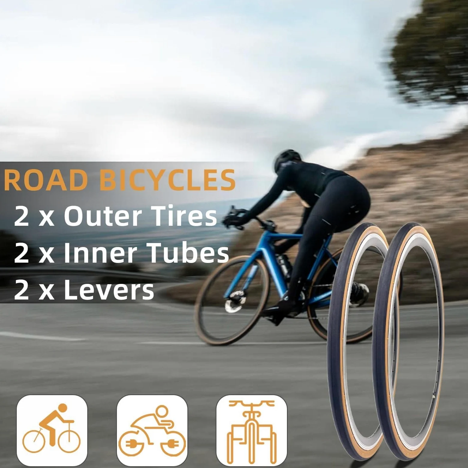 2 Pezzi 700x25C/700x28C Pneumatici Pieghevoli for Bici da Strada e Camere d'Aria | Protezione Antiforatura 60 TPI, Accessorio di Ricambio for Bicicletta for MTB, Città e Pendolari(700x25c)