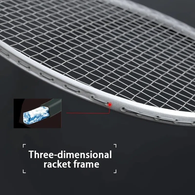 Badminton Set Racchette da Badminton Professionali in Carbonio, Racchetta Super Leggera 5U con Corde in Fibra di