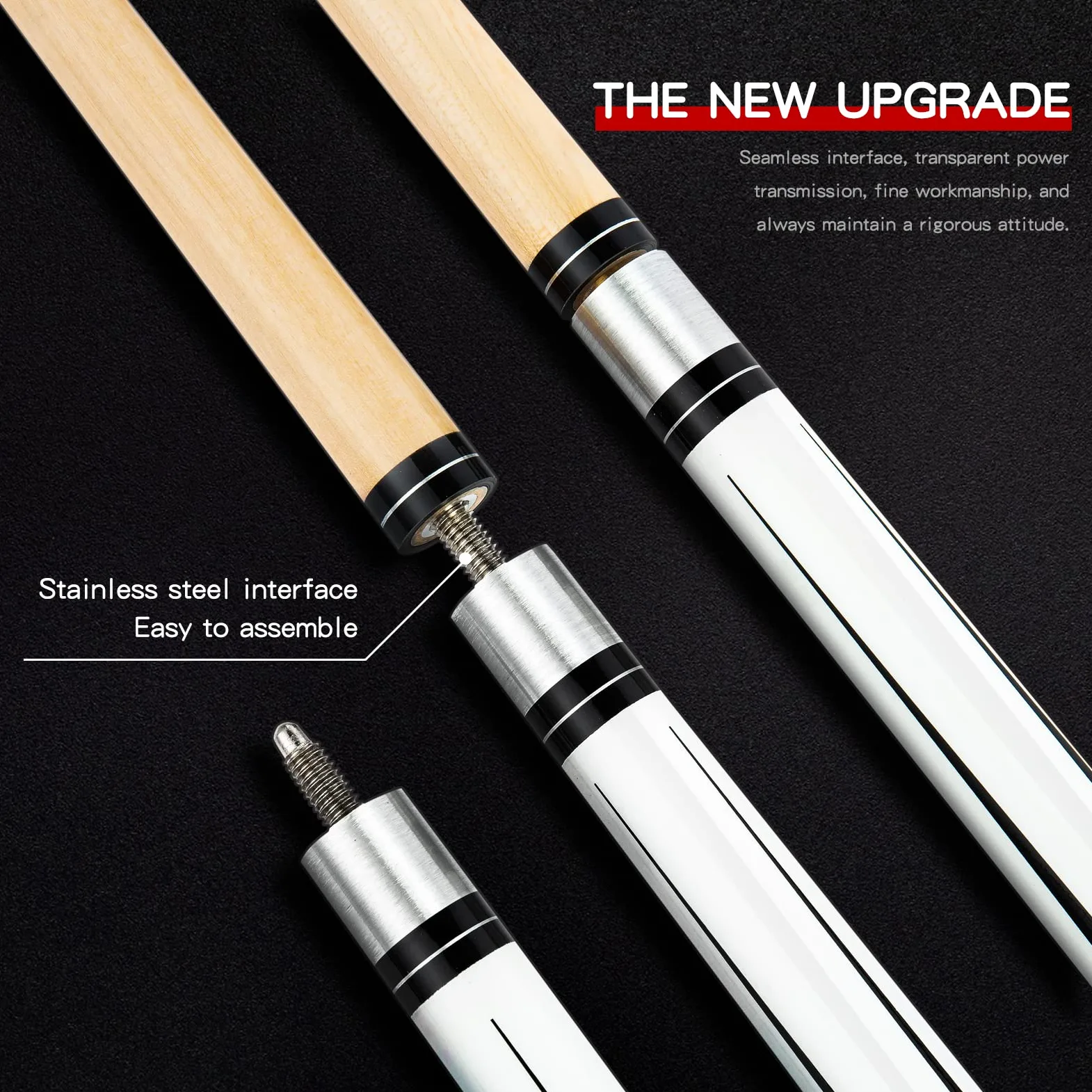 1/2 Pool Cue Stick - 58 inch Maple Billiard Pool Stick, Maple Pool Cue Stick Kit, 2-Piece Billiard Pool Cue Stick Set(with Cue Bag & Glove)