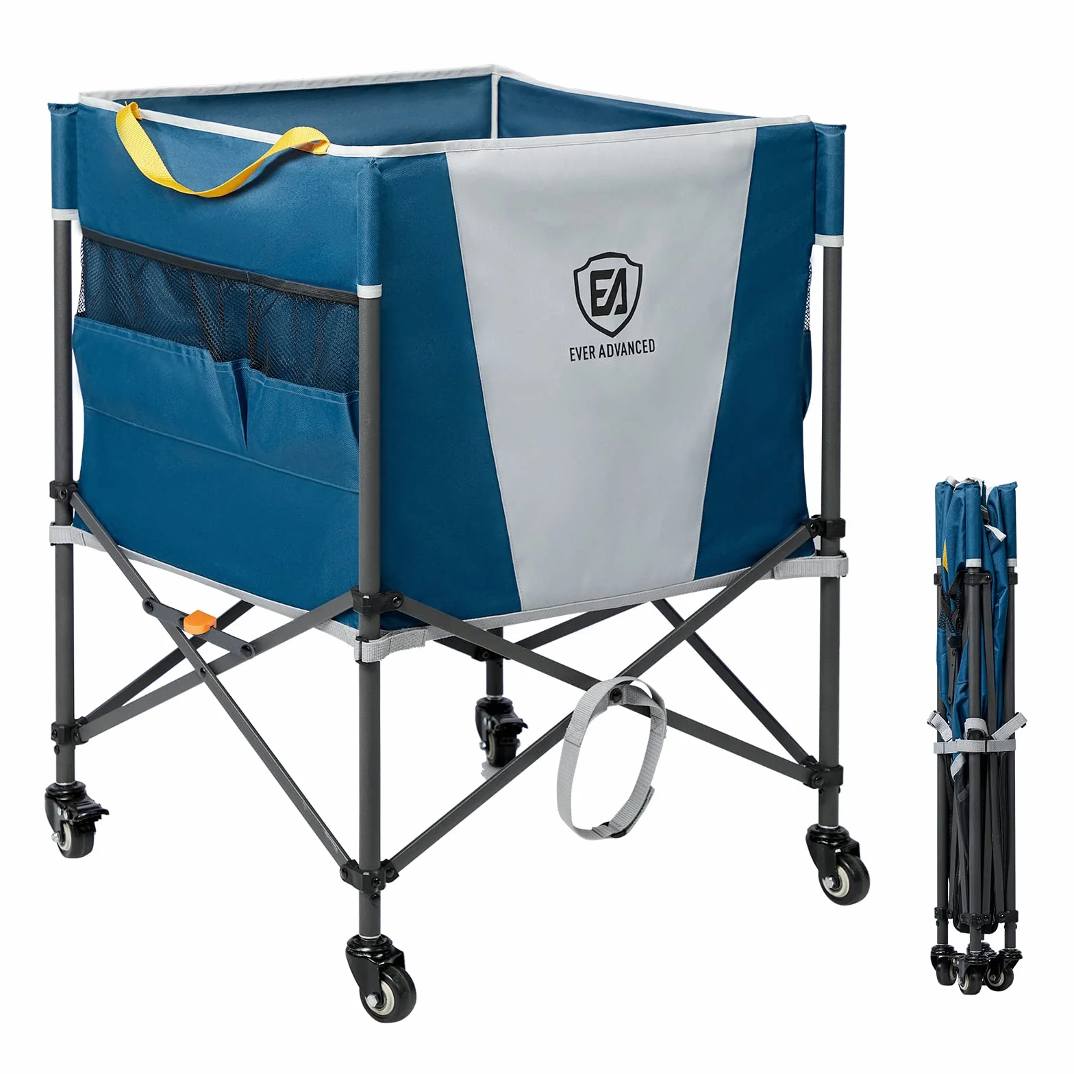 EVER ADVANCED Carrello Porta palloni con Ruote bloccabili, 83,8 x 57,9 cm, Pieghevole per Garage, Attrezzatura Sportiva per pallavolo, Pallacanestro, Tennis, Contenitore per Giocattoli