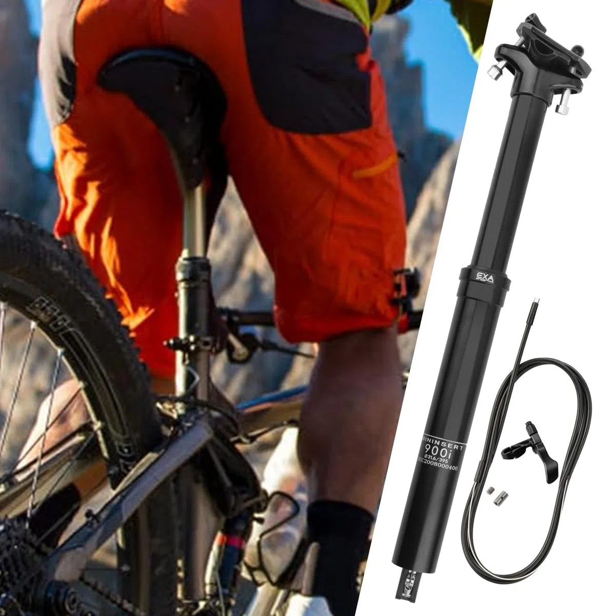 Reggisella contagocce per bicicletta,Reggisella con contagocce per biciclette,Palo di caduta idraulico di sollevamento con controllo del cavo interno regolabile in altezza -
