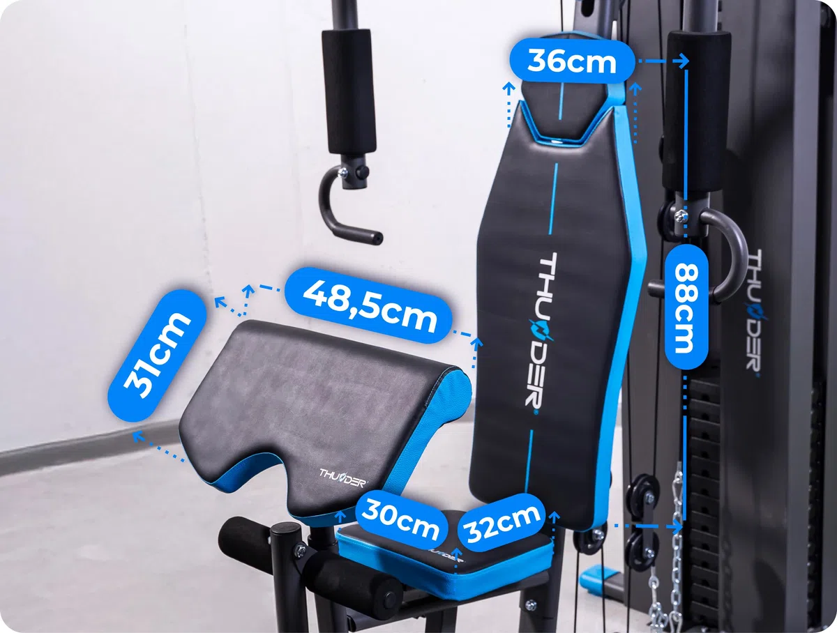 THUNDER Stazione di Forza Multifunzionale per Home Gym – Fitness Station con Sistema a Cavo e Allenamento per il Muscolo