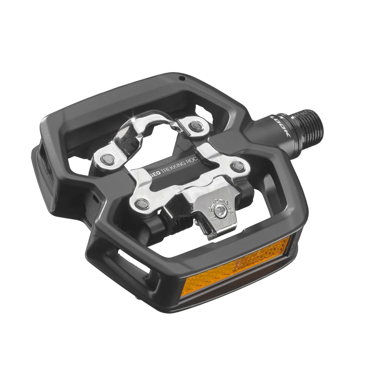 LOOK Cycle - Pedali da Bici GEO Trekking Roc Vision - Pedali Ibridi Ultra Robusti in Alluminio - 1 Lato Automatico, 1 Lato Piatto - Illuminazione Agganciabile - Ideali per Uso Fuoristrada