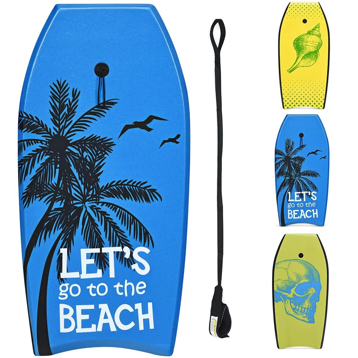 HOMASIS Tavola da Surf L, Bodyboard in XPE e HDPE con Corda per il Polso, Tavoletta Mezzaluna per Surf, Adatta a 14+ Anni, Portata 85 kg, 104 x 51 x 6 cm
