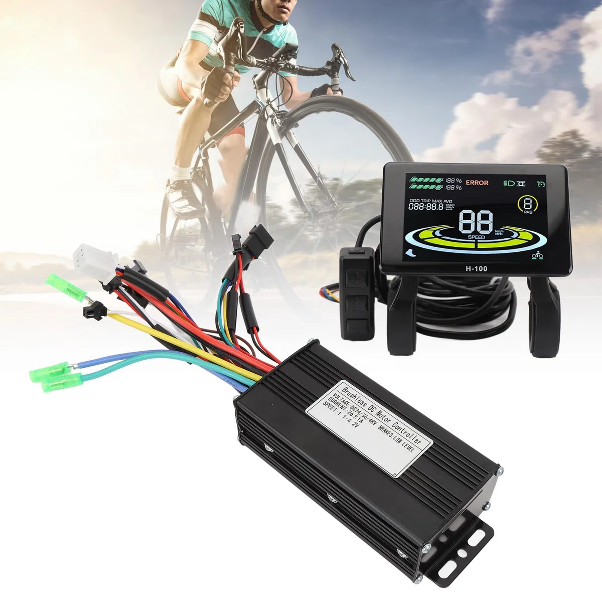BuyWeek Kit Controller Brushless Onda Sinusoidale, 26A 36V 48V 500W 750W 3 modalità con Pannello LCD H-100 per Bici Elettrica