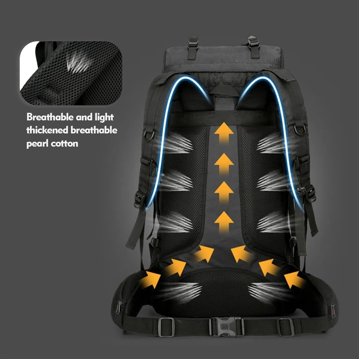 Zaino da Viaggio Sportivo Zaino da Trekking da 75 Litri, Leggero, per Sport all'Aria Aperta, Borsa da Viaggio per Campeggio E Tour per Alpinismo Arrampicata(Dark Blue)