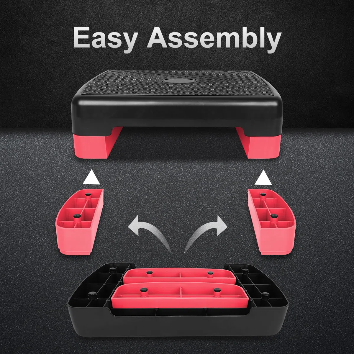 Stepper aerobico regolabile in altezza a 2 livelli per fitness ed esercizio, con 2 rialzi regolabili da 10 cm a 15 cm