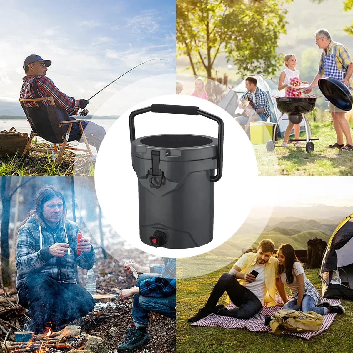 Cooler per Campeggio Portavivande Isolato | Cooler per Bevande Antigoccia per Campeggiatori Escursionisti Picnic Eventi Sportivi Pesca Viaggi Feste Concerti Spiaggia