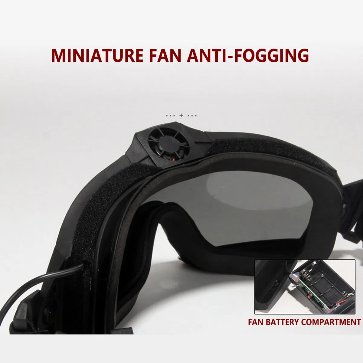 Occhiali Tattici Antiappannamento, Occhiali di Sicurezza HD con Ventola Ventilata Antiappannamento Attiva, Antiurto, Anti-ultravioletti, per Giochi di Tiro Tattici CS Airsoft Paintball