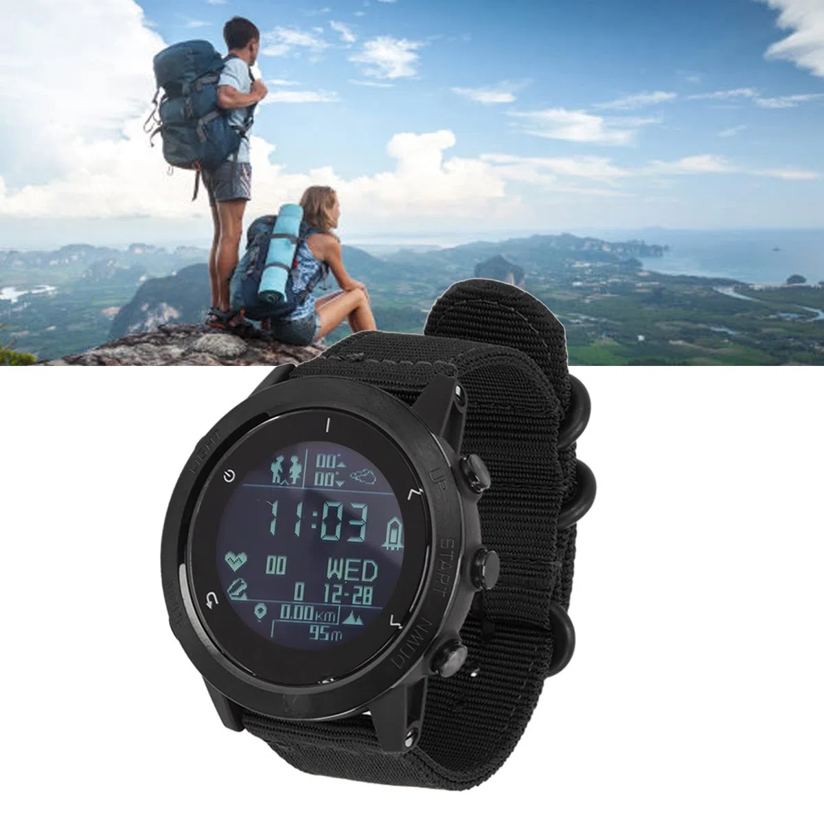 Orologio da uomo Smartwatch sportivo orologio subacqueo con GPS, altimetro, barometro, bussola, sveglia, orologio fitness impermeabile 10 ATM