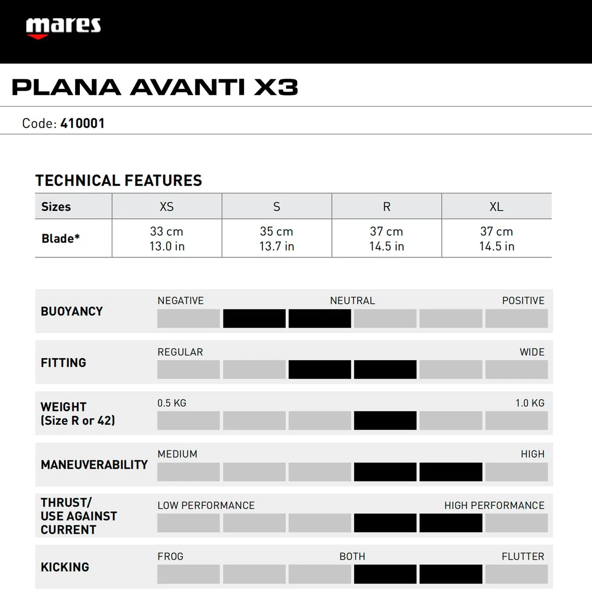 Mares Fins Plana avanti X3 - Pinne Unisex Adulto