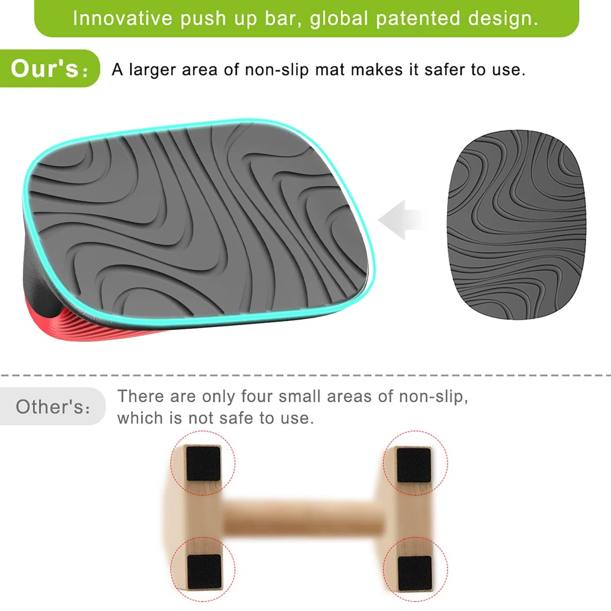 Kipika Barre per flessioni, supporti per flessioni, maniglie in plastica morbida antiscivolo, cuscinetto inferiore antiscivolo, attrezzatura per allenamento della forza, perfette per esercizi a