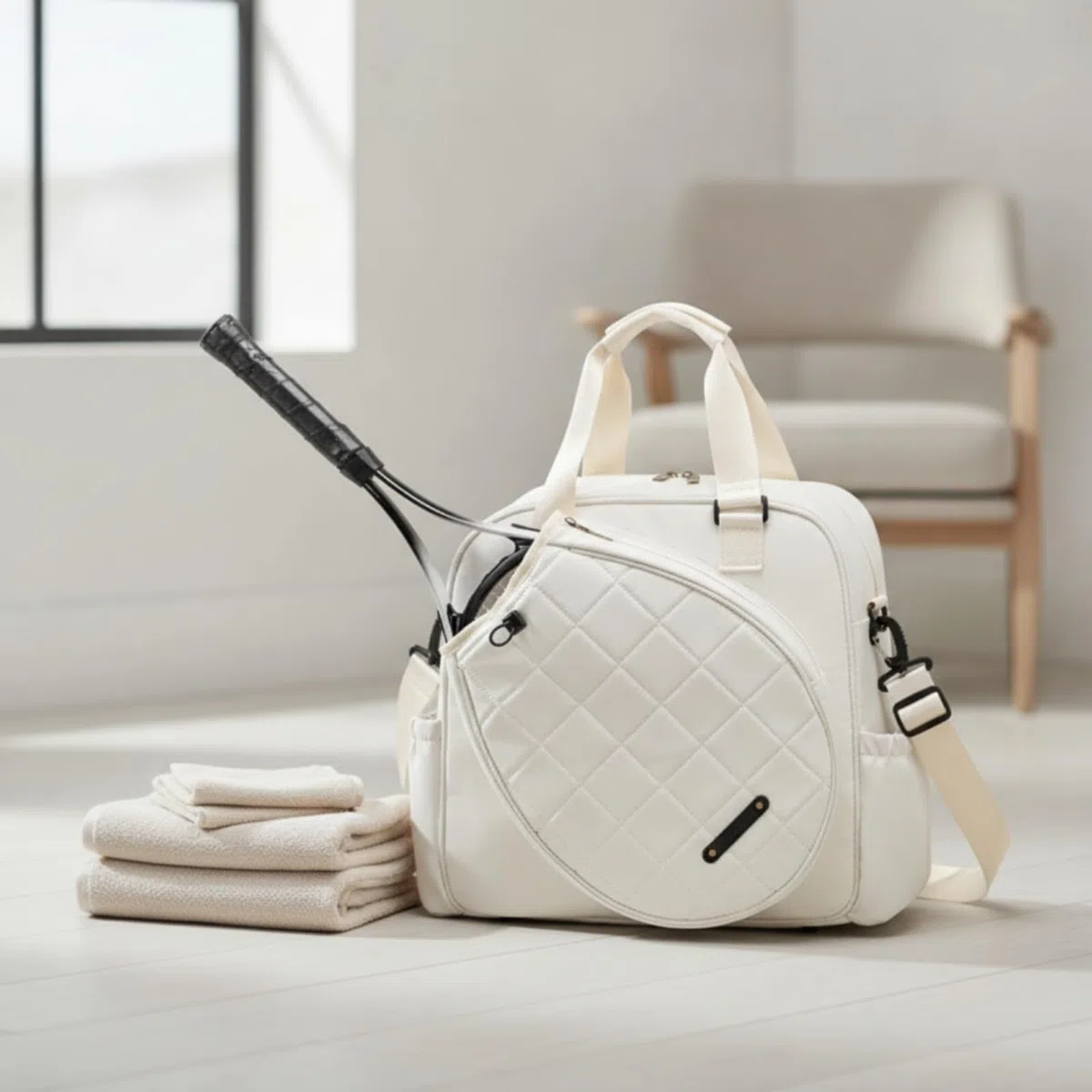a Tennis a Rachette a Sportiva Portaracchette a con Scomparti E Tracolla Regolabile Materiale Memory Leggero 20L Tennis Pickleball Badminton Palestra, Array, Nero, 20L