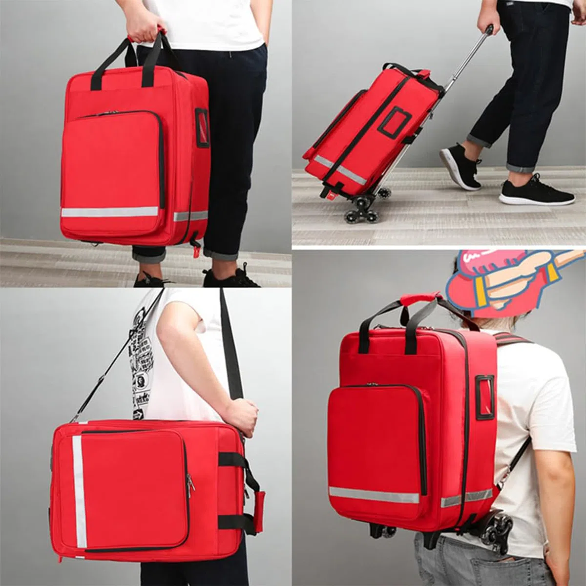 Zaino portatile di pronto soccorso con carrello staccabile, borsa trauma di grande capacità per EMT, paramedici e emergenza