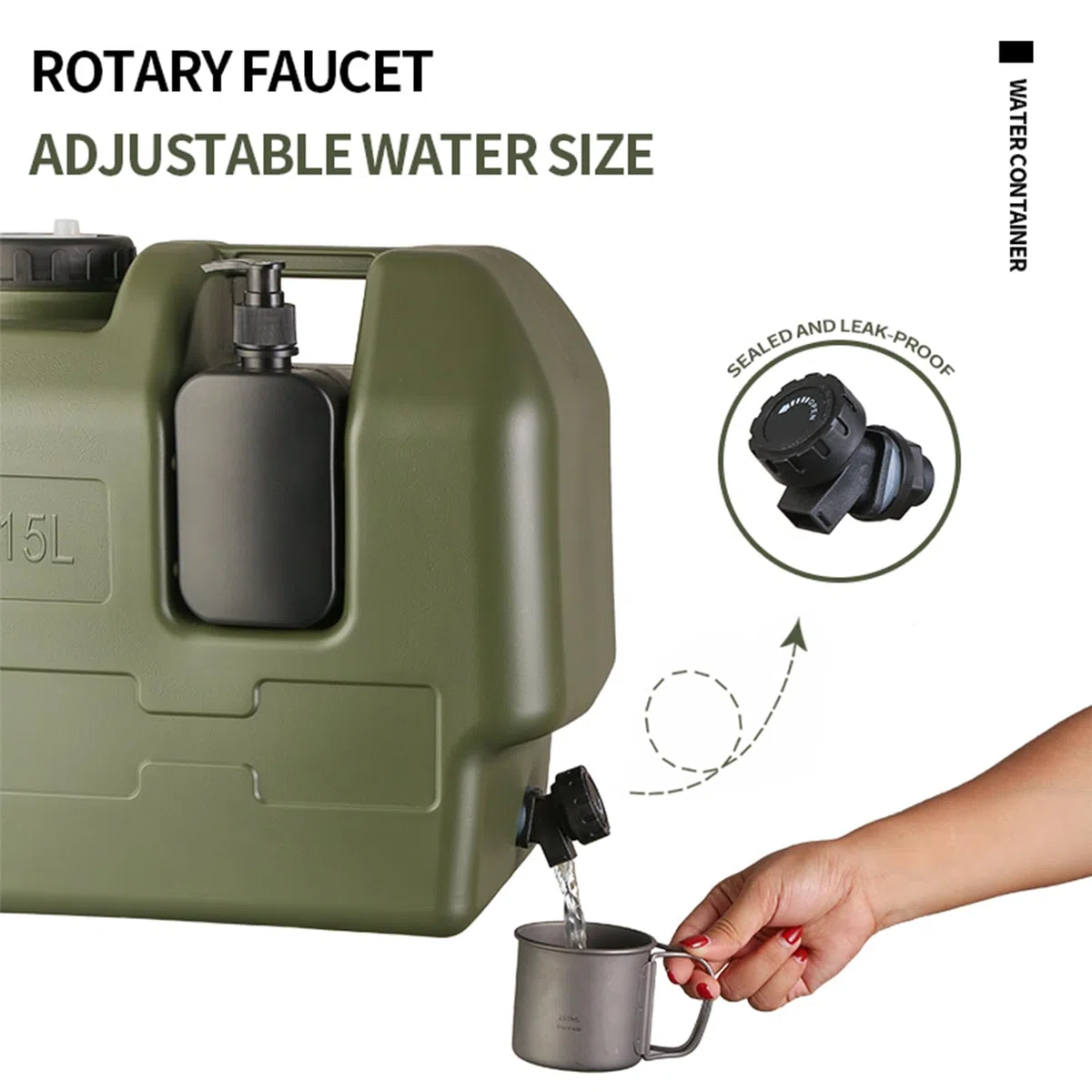 Starnearby Tanica Acqua con Rubinetto, Serbatoio per Acqua Potabile, Bidone Acqua in HDPE, Contenitore Acqua da Campeggio Senza BPA con Bottiglia Sapone per Viaggio, Barbecue, Pesca