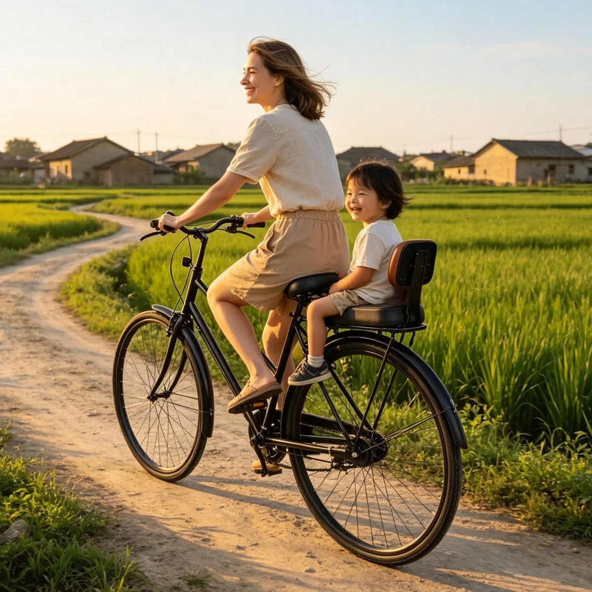 Generico Seggiolino Posteriore per Bici Parti Sella Bici con Regolabile | Con Schienale Antiscivolo Seggiolino Posteriore Bambini Bici Per Bambini Lunghe Pedalate All'Aperto Ciclismo Urbano Ragazzi