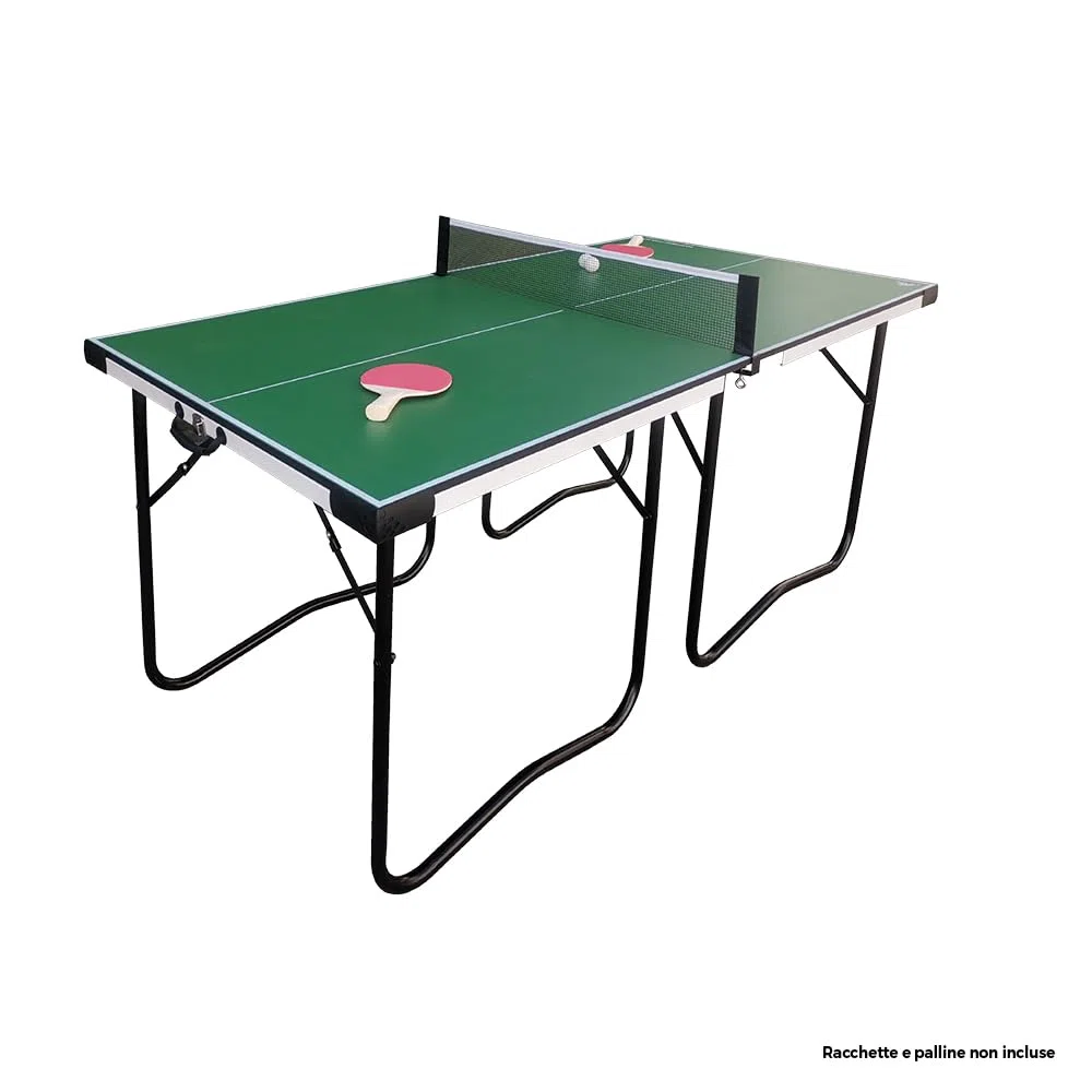 Sport1 Ping Pong compatto Tavolo pieghevole. Tavolo ping pong richiudibile e salvaspazio. Tavolo da ping pong in acciaio con maniglia, rete e tendirete 21 kg. Per uso regolare o allenamento. Indoor.