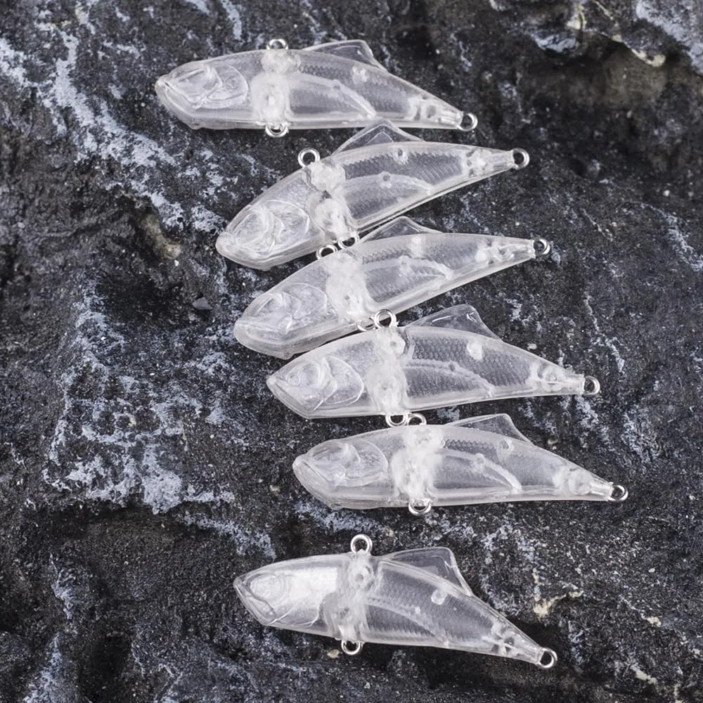 Wobbler, 100 esche da pesca senza labbra, non verniciate, 4,5 cm, 5,3 g, in plastica dura, micro vibrazioni, fai da te
