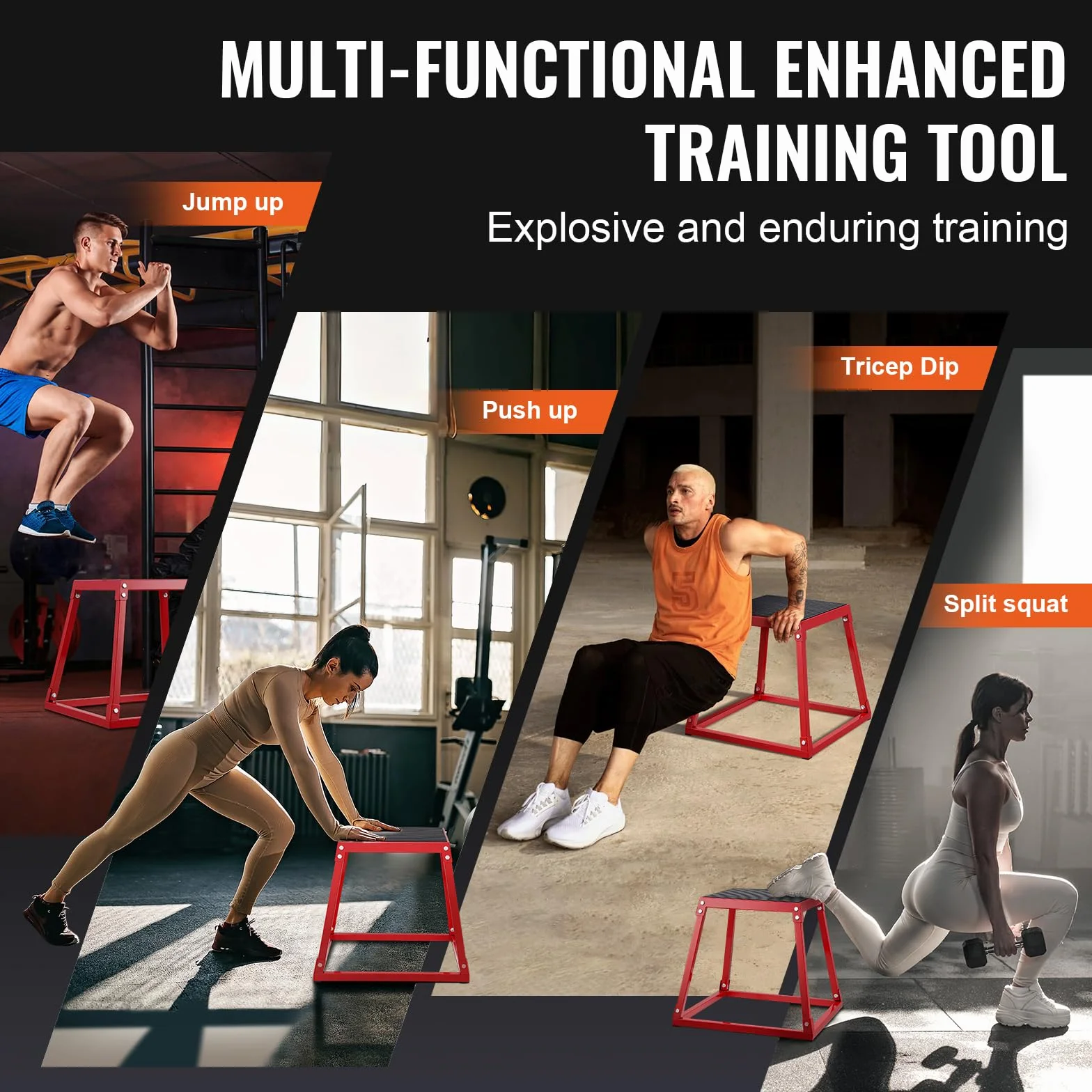 VEVOR Jump Box pliometrico da 30,5 cm, piattaforma pliometrica in acciaio e scatola di agilità per saltare, scatola antiscivolo per esercizi di fitness, allenamento in palestra a casa, allenamento di