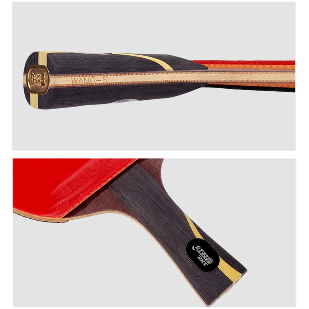 Mazza da ping pong professionale, racchetta competizione con custodia/marrone/manico lungo(Grey,Long Handle)