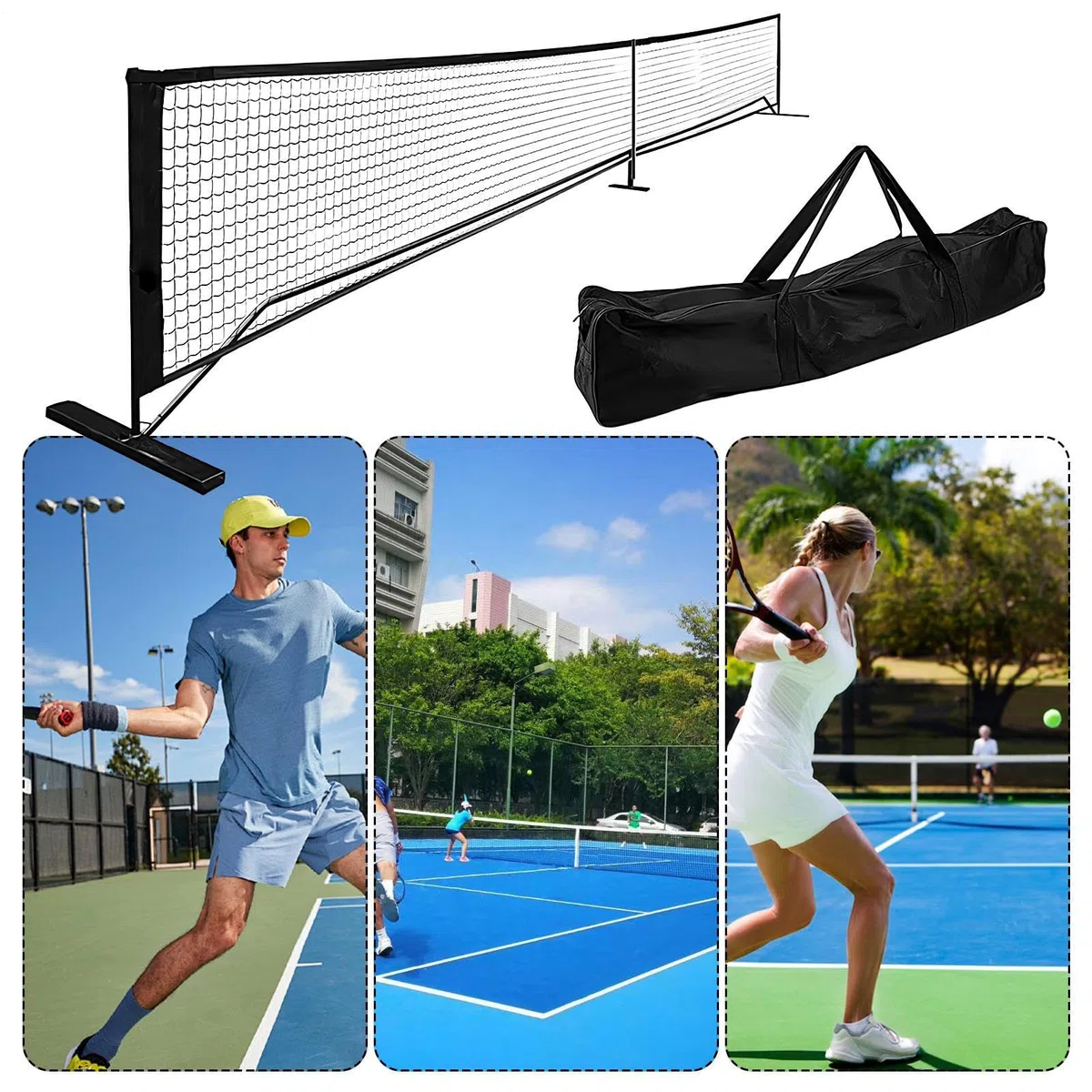 Rete da Allenamento per Pickleball Portatile Smontabile Con Borsa Trasporto | Rete a Maglie Pickleball Per Esterni Interni Cortile Pratica Giochi Sportivi Attrezzatura