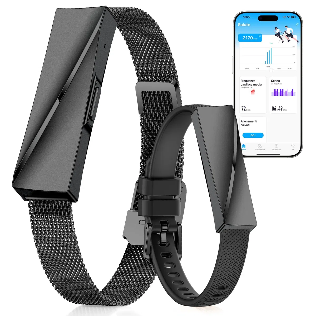 Smart Braccialetto Fitness Band senza Display, Smartwatch Fitness Tracker alla Moda Monitoraggio 24/7 Attività, Sonno Frequenza Cardiaca, Modalità Multisport, Autonomia 15 Giorni, IP68