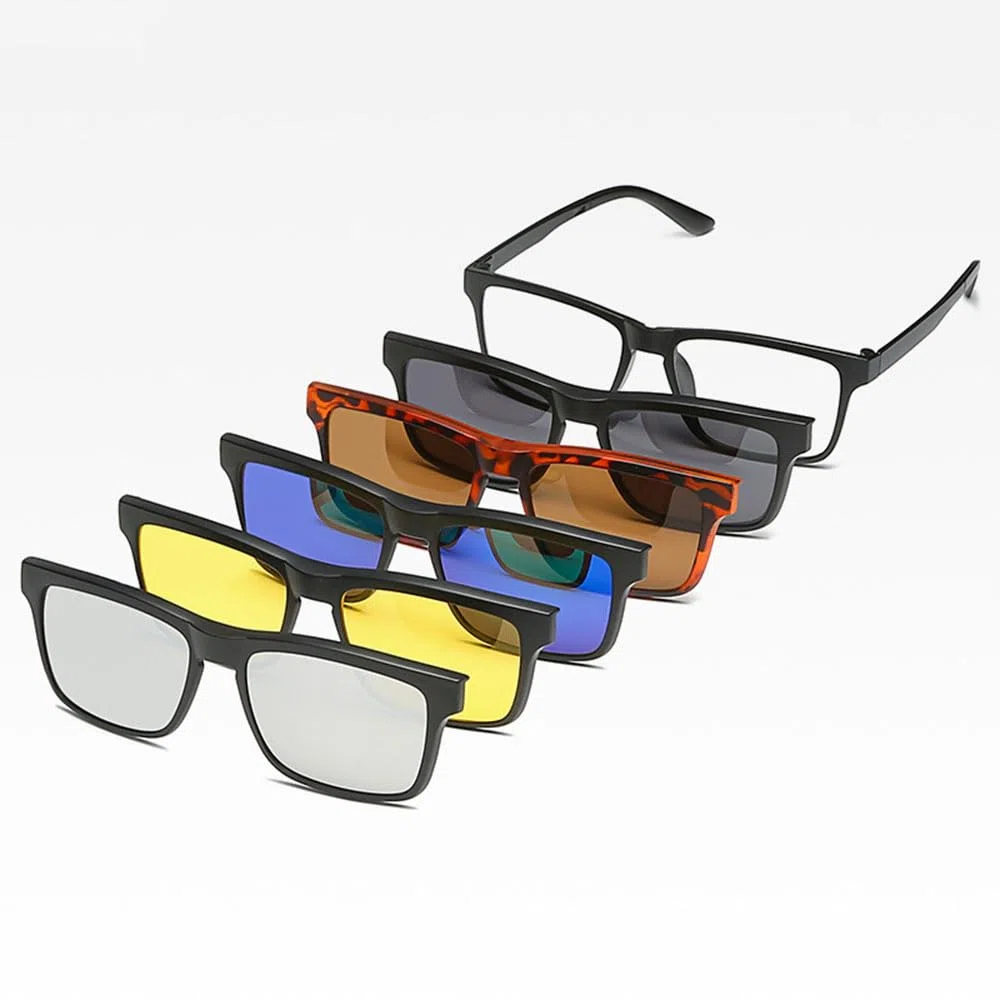 6 in 1 Uomini Donne Occhiali da Sole Magnetici Ottici Polarizzati Clip Magnete Clip su Occhiali da Sole Telaio Occhiali da Sole