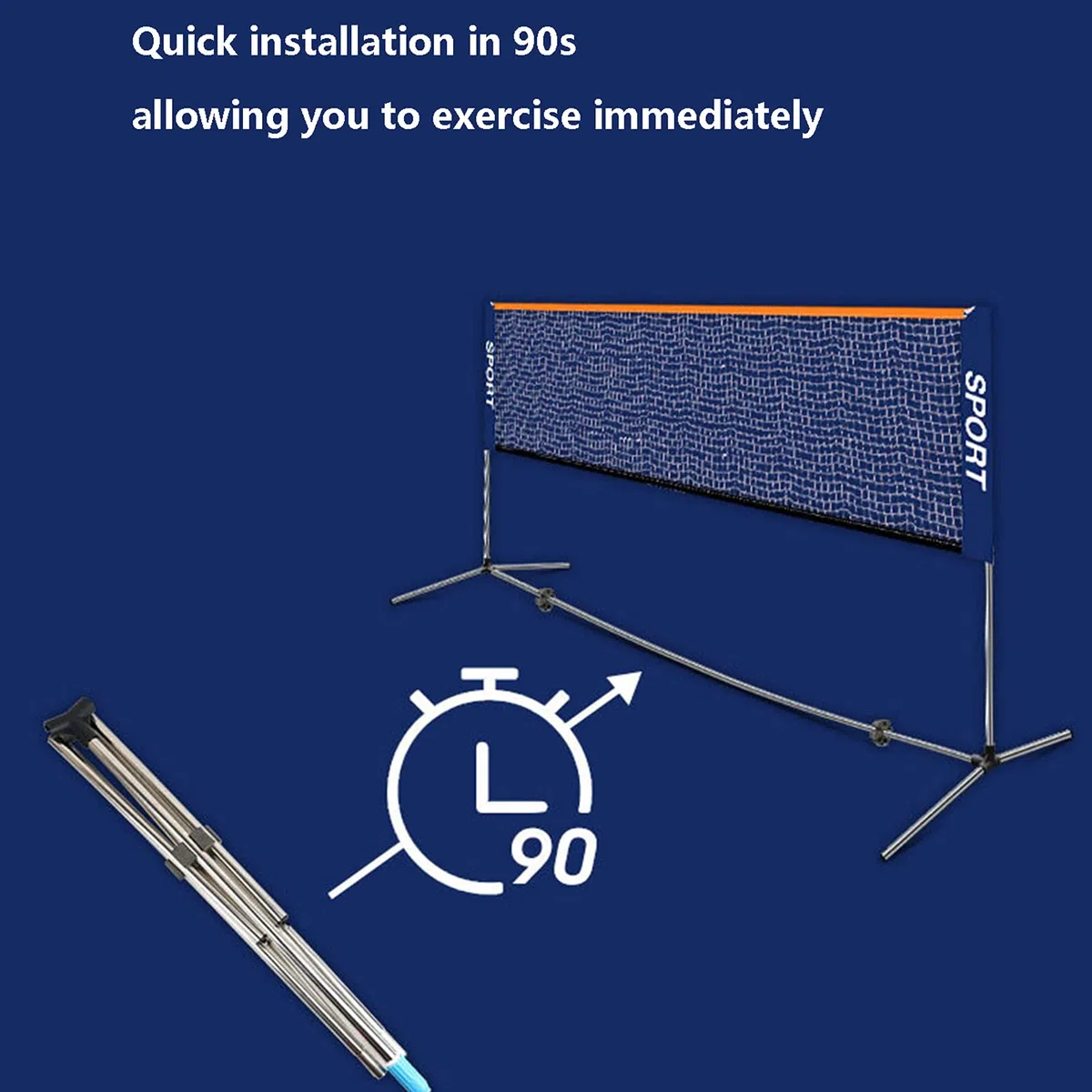 Portatile Tennis Net Badminton Net Volleyball Net Easy Set Up Tennis Training Tool for Training Sport per Esterni Interni(Size:2m)