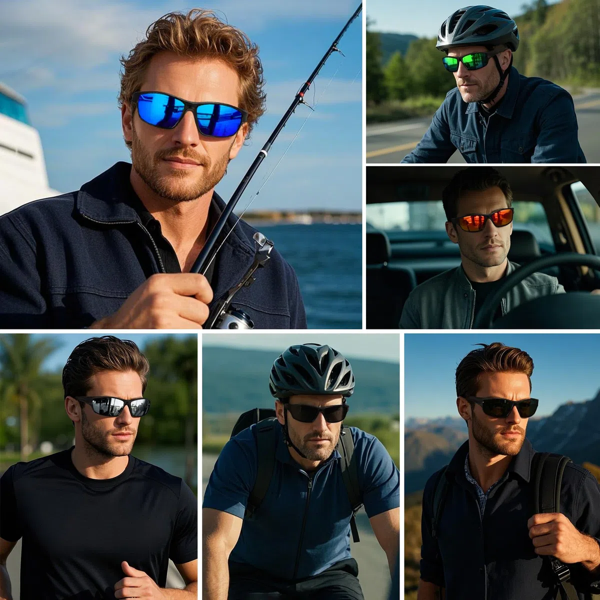 Occhiali da sole sportivi polarizzati per uomo e donna, per guida, ciclismo, pesca, avvolgenti, protezione UV400