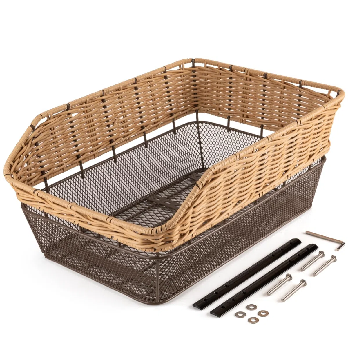 Cestino posteriore per bicicletta Weave, grande, 25 l, con portata fino a 20 kg, base in metallo, cestino per la scuola, per Rennard, resistente alle intemperie, non arrugginisce, e-bike