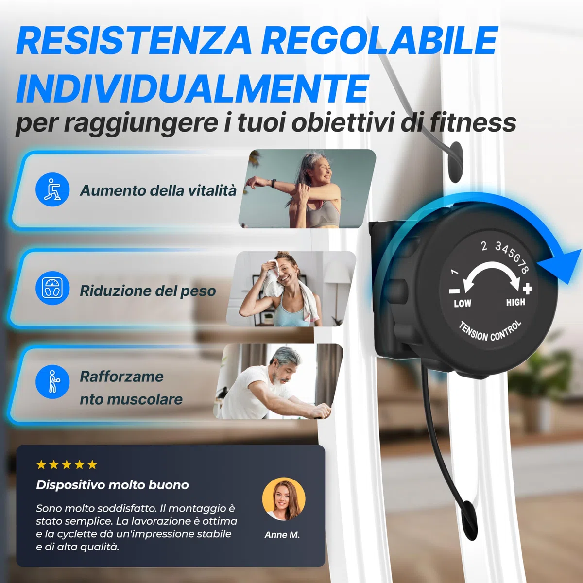 Ultrasport F-Bike 150/200, Cyclette, 8 Livelli di Resistenza, Porta Tavoletta, Sensori polso della mano, Pieghevole, Salvaspazio