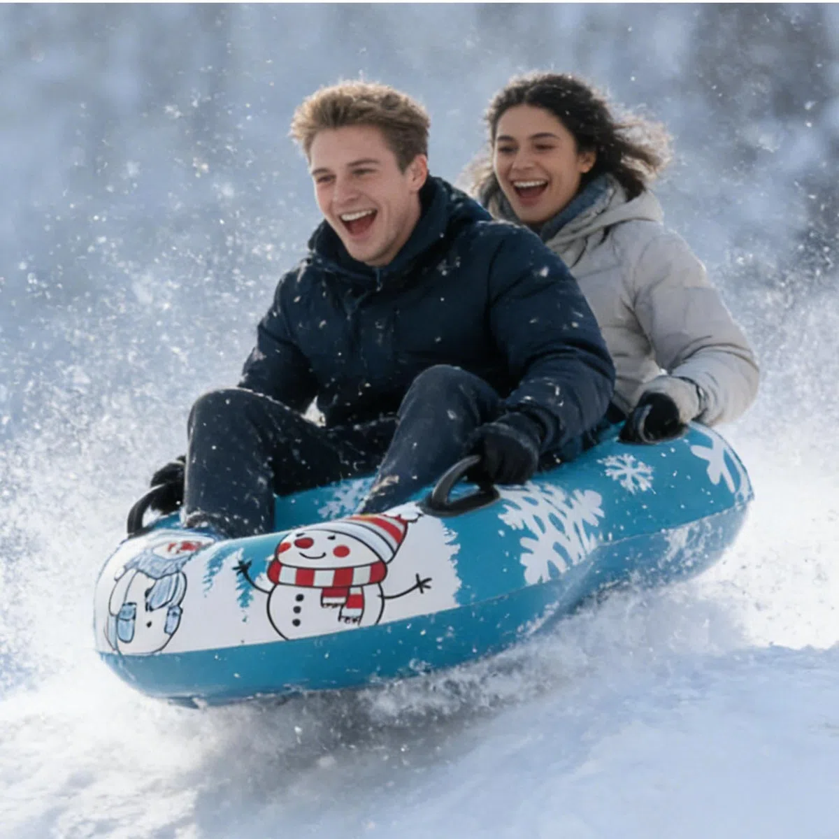 Tubi da Neve ad Alta Resistenza Slittino per 2 Persone Robusto con Maniglie | Grandi Tubi da Neve Adatto a Bambini Ragazzi Ragazze Adolescenti Adulti e Famiglia per Vacanze Invernali e Libero