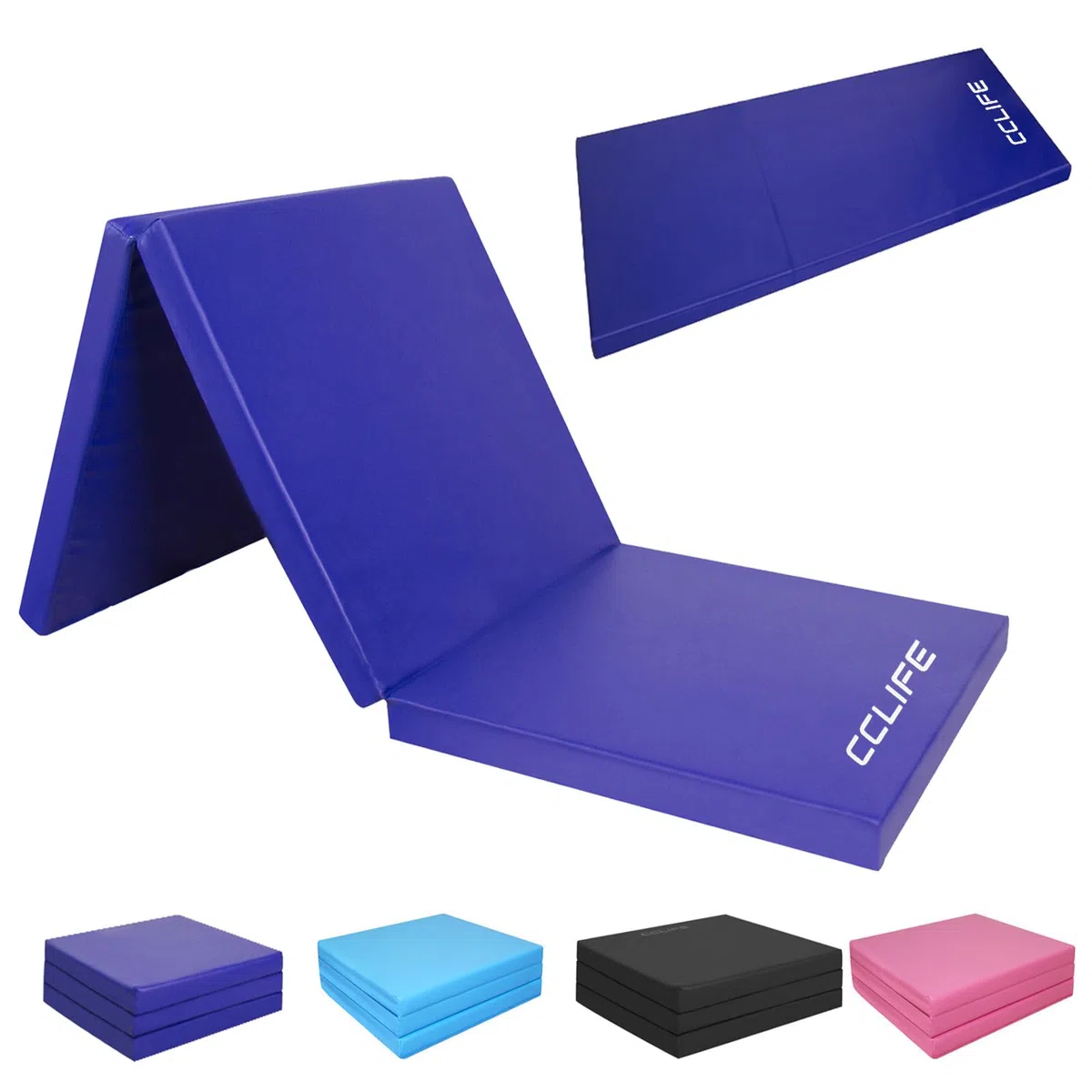 CCLIFE Tappetino Pieghevole Ginnastica 3 Pieghe,con Maniglie,180 * 60 * 5 cm materassino Pieghevole Fitness e Yoga-ZERRO